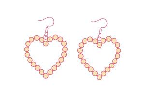 söt tecknad serie rosa pärla hjärta formad örhängen. söt tecknad serie rosa pärla hjärta formad örhängen. tillbehör för docka. mode glamour Smycken ikon. vektor