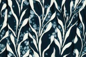 nahtlos Krawatte Farbstoff modisch endlos Ornament botanisch Illustration Textil- Garten Mode ogee Sommer- Vektor bunt schön Zeichnung endlos Zier ethnische Zugehörigkeit Streifen , Seetang Blau Ozean