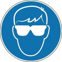Auge Schutz unterzeichnen. verpflichtend unterzeichnen. runden Blau unterzeichnen. tragen Brille zu schützen Ihre Augen. Folgen das Sicherheit Regeln. Auge Schutz. schützend Brille. vektor