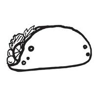 tacos vektor stock illustration. mexikansk kryddad kök. burrito. restaurang meny. majs tortilla, nötkött sallad. isolerat på en vit bakgrund.