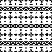 geometrisch nahtlos Streifen Muster mit aztekisch Stammes- Motive im schwarz und Weiß Farben. abstrakt Hintergrund im ethnisch Stil. Design zum Textil- Vorlage und drucken Stoff. vektor