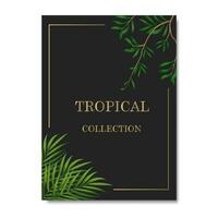 Vektor Banner mit Grün tropisch Blätter, Dschungel. exotisch botanisch geeignet zum Poster, Gruß Karten, Banner oder, Einladungen auf ein schwarz Hintergrund