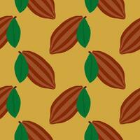 kakao sömlös mönster vektor illustration. naturlig choklad. organisk ljuv mat, grafisk konst skiss. kakao årgång paket.