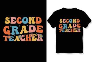 zweite Klasse Lehrer retro wellig Lehrer t Hemd ,Lehrer Tag t Hemd vektor