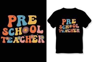 Vorschule Lehrer retro wellig Lehrer t Hemd ,Lehrer Tag t Hemd vektor