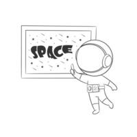 Astronaut ist Zeichnung auf das Tafel zum Färbung vektor