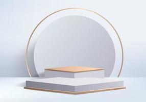 3d bakgrundsprodukter visar podiumscen med marmorgrå plattformsbakgrund vektor 3d-rendering med podiumstativ för att visa kosmetisk produkt scenuppvisning på piedestalskärm vit studio