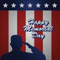Gedenktag erinnern und Ehrenplakat mit USA-Flagge und Armeeillustration vektor