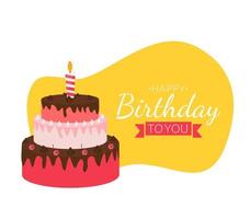 süßer alles Gute zum Geburtstag Hintergrund mit Kuchen und Kerzen vektor
