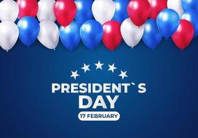 Feiertagshintergrund mit Luftballons für Plakat oder Fahne des US-Präsidententages vektor