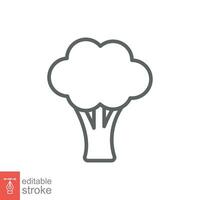 broccoli ikon. enkel översikt stil. grönsak, växt, friska, naturlig, organisk, diet, färsk, mat begrepp. tunn linje symbol. vektor illustration isolerat på vit bakgrund. redigerbar stroke eps 10.