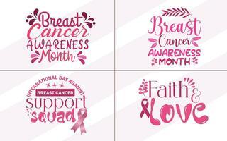 fri vektor internationell dag mot bröst cancer text etiketter samling.