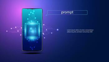 abstrakt artificiell intelligens och telefon teknologi de använda sig av av ai till Sök information på de telefon använder sig av nuvarande Sök villkor. bakgrund med dator system krets brädor. vektor