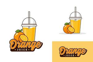 Orange Saft trinken Logo Design Illustration Sammlung vektor