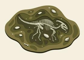 parasaurus dinosaurier arkeologi fossil tecknad serie Upptäck i de jord vektor