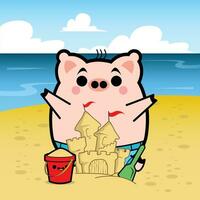 Karikatur Schwein im Strand kostenlos Digital Kunst vektor
