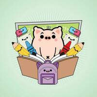 Schwein Maskottchen Karikatur Charakter kostenlos Vektor Abbildungen