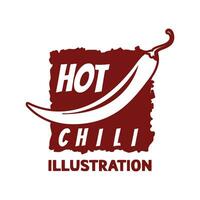 årgång retro varm kryddad röd chili illustration vektor
