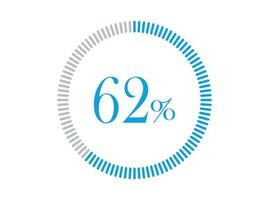 62 Prozent Wird geladen. 62 Prozent Kreis Diagramme Infografiken Vektor, Prozentsatz bereit zu verwenden zum Netz Design. vektor