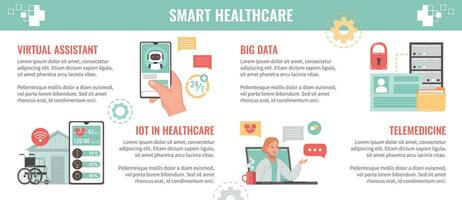 Clever Gesundheitswesen horizontal Infografiken vektor