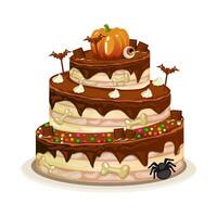 Schokolade und ein groß Kuchen zum Halloween auf transparent Hintergrund. vektor