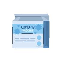 covid19-virusvacciner flaskor förpackningslåda vektor
