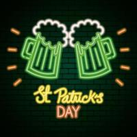 saint patricks day neonljus med öl vektor