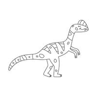 hand dragen linjär vektor illustration av dilophosaurus dinosaurie