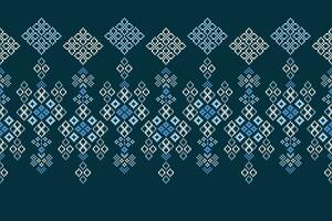 ethnisch geometrisch Stoff Muster Kreuz Stich.ikat Stickerei ethnisch orientalisch Pixel Muster Blau Hintergrund. abstrakt, vektor, illustration. Textur, Kleidung, Rahmen, Dekoration, Motive, Seide Hintergrund. vektor