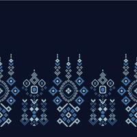 ethnisch geometrisch Stoff Muster Kreuz Stich.ikat Stickerei ethnisch orientalisch Pixel Muster Blau Hintergrund. abstrakt, vektor, illustration. Textur, Kleidung, Rahmen, Dekoration, Motive, Seide Hintergrund. vektor