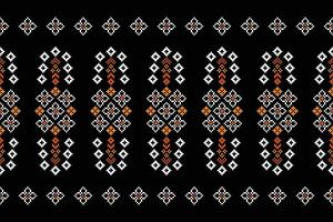 ethnisch geometrisch Stoff Muster Kreuz Stich.ikat Stickerei ethnisch orientalisch Pixel Muster schwarz Hintergrund. abstrakt, vektor, illustration. Textur, Kleidung, Rahmen, Dekoration, Motive, Seide Hintergrund. vektor