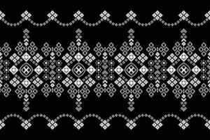 ethnisch geometrisch Stoff Muster Kreuz Stich.ikat Stickerei ethnisch orientalisch Pixel Muster schwarz Hintergrund. abstrakt, vektor, illustration. Textur, Kleidung, Rahmen, Dekoration, Motive, Seide Hintergrund. vektor