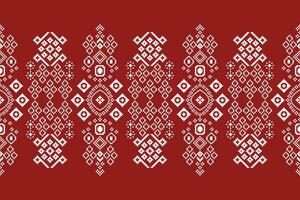 ethnisch geometrisch Stoff Muster Kreuz Stich.ikat Stickerei ethnisch orientalisch Pixel Muster rot Hintergrund. abstrakt, vektor, illustration. Textur, Kleidung, Rahmen, Dekoration, Motive, Seide Hintergrund. vektor