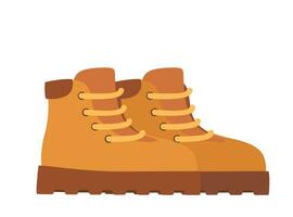 Gelb Wandern Schuhe, Stiefel. Vektor Illustration, isoliert auf Weiß.