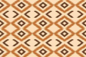 ethnisch Ikat Stoff Muster geometrisch Stil.afrikanisch Ikat Stickerei ethnisch orientalisch Muster braun Sahne Hintergrund. abstrakt, Vektor, Illustration. Textur, Kleidung, Rahmen, Dekoration, Teppich, Motiv. vektor