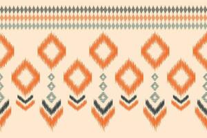 ethnisch Ikat Stoff Muster geometrisch Stil.afrikanisch Ikat Stickerei ethnisch orientalisch Muster braun Sahne Hintergrund. abstrakt, Vektor, Illustration. Textur, Kleidung, Rahmen, Dekoration, Teppich, Motiv. vektor