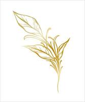 botanisch golden Illustration von ein Blätter Ast zum Hochzeit Einladung und Karten, Logo Design, Netz, Sozial Medien und Plakate Vorlage. elegant minimal Stil Blumen- Vektor isoliert.