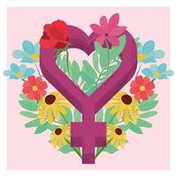 Frauentag Geschlecht weiblich geformte Herz Blumen Dekoration vektor