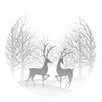 Julrunda illustration med skog och ren. vektor
