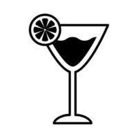 Tasse mit Cocktailgetränk und Zitronenfruchtlinie Stilikone vektor