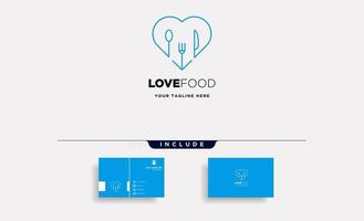 Liebe Lebensmittelausrüstung einfache Linie Logo-Design-Vorlage Vektor