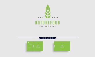 gesundes Essen Natur einfaches flaches Logo-Design-Vektor-Illustration-Logo mit Visitenkarte vektor