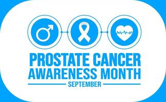 september är prostata cancer medvetenhet månad bakgrund mall. Semester begrepp. bakgrund, baner, plakat, kort, och affisch design mall med text inskrift och standard Färg. vektor