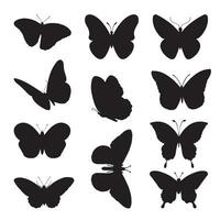 fjäril silhuett samling isolerat svart vektor illustration