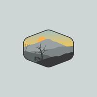 Berg und Wald Illustration mit minimalistisch Design. vektor