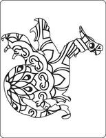 Drachen Mandala Färbung Seiten zum Kinder. Hand gezeichnet Vektor Illustration mit geometrisch und Blumen- Elemente. Original Hand gezeichnet Drachen. Hand gezeichnet dekorativ Vektor Illustration zum Färbung