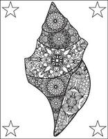 hav djur mandala färg sidor. vuxen antistress färg sida. svart vit hand dragen vektor klotter av ett oceanisk djur- för färg bok. fisk mandala. hav djur zentangle vektor.