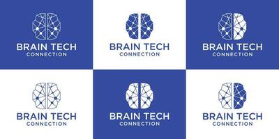 Logo Design Gehirn Technologie modern einstellen Vorlage vektor