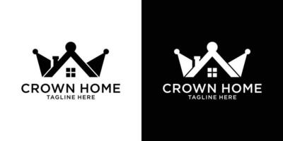 Logo Design Krone und Zuhause Symbol Vektor Inspiration