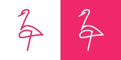 logotyp design element flamingo tillverkad i en annorlunda och minimalistisk stil vektor